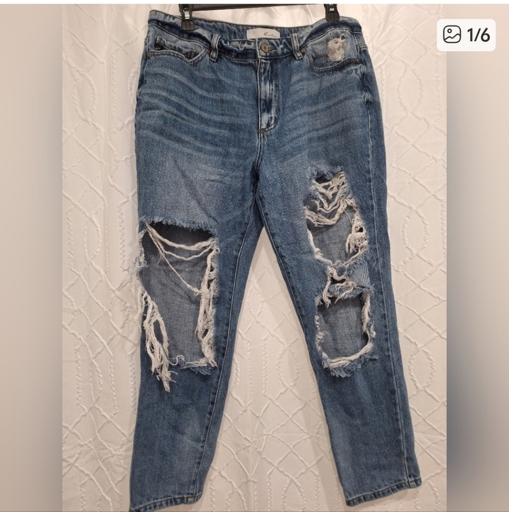KanCan Ripped Medium Wash Blue Boyfriend Jeans